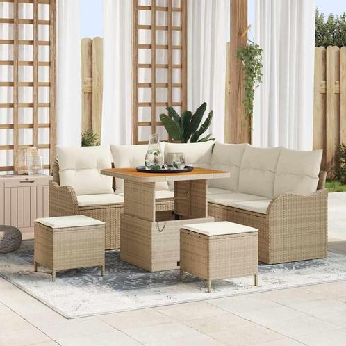 vidaXL Tuinbank Set 8 pcs Beige poly rattan, Tuin en Terras, Tuinsets en Loungesets, Nieuw, Verzenden