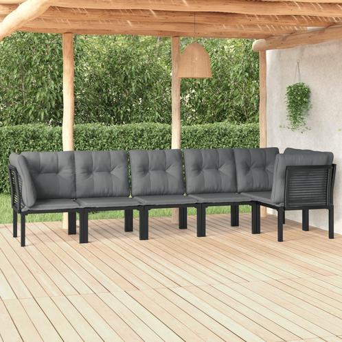 vidaXL 6-delige Loungeset poly rattan zwart en grijs, Tuin en Terras, Tuinsets en Loungesets, Loungeset, Nieuw, Verzenden