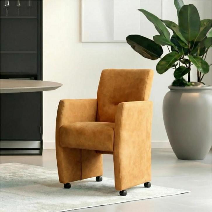 Leren eetkamerstoel Pleasure - Kenia Cognac (cognac) -, Huis en Inrichting, Stoelen, Bruin, Nieuw, Leer, Ophalen of Verzenden
