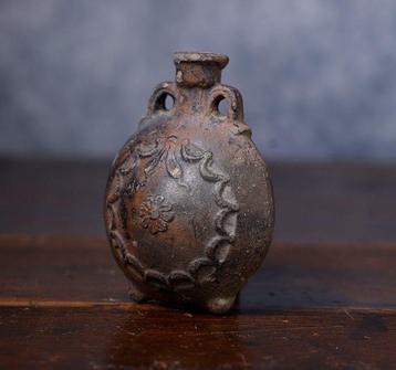 Antique romain égyptien bouteille en terracotta polie - 8 cm