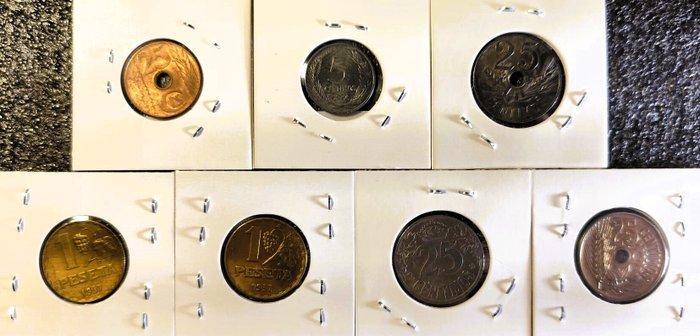 Spanje. 1 Peseta Alfonso XIII y II República 1925- 1938 (7, Postzegels en Munten, Munten | Europa | Niet-Euromunten