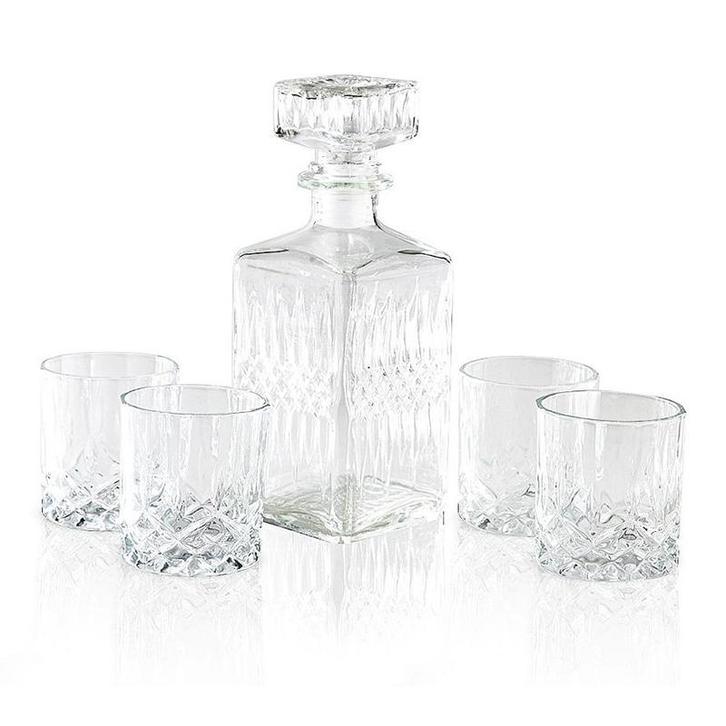 Luxe whiskey glazen set met karaf - 4 glazen - karaf 900 ml, Verzamelen, Glas en Drinkglazen, Verzenden
