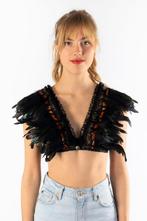 Top met Veren Zwart Bruin XS S M Verentop Steampunk Topje Ve, Kleding | Dames, Ophalen of Verzenden, Nieuw