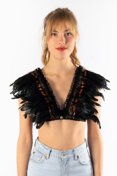 Top met Veren Zwart Bruin XS S M Verentop Steampunk Topje Ve, Vêtements | Femmes, Costumes de carnaval & Vêtements de fête, Enlèvement ou Envoi