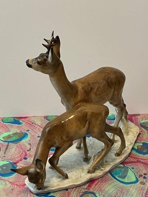 Hutschenreuther - Karl Tutter - Figuur - Twee herten -, Antiek en Kunst, Antiek | Glaswerk en Kristal