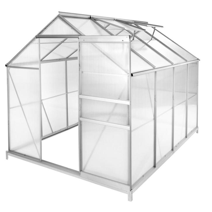 tectake Kweekkas van aluminium met fundering, 185x250x195cm, Tuin en Terras, Kweekspullen, Verzenden