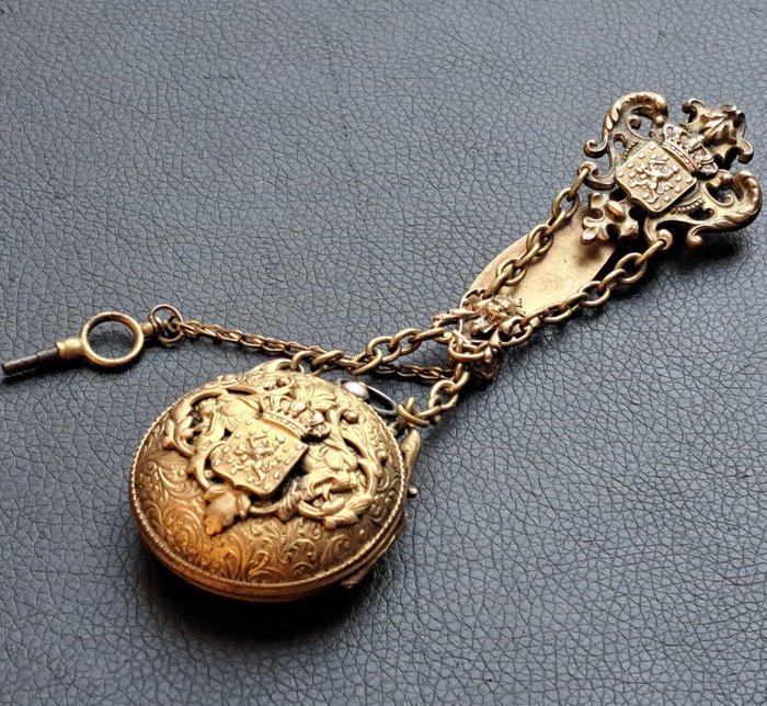 Chatelaine met zakhorloge - v.v. Rijkswapen Hollandse Leeuw, Handtassen en Accessoires, Horloges | Heren
