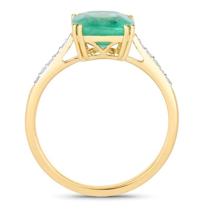 Ring - 14 karaat Geel goud - 2.41ct. tw. Smaragd - Diamant -, Handtassen en Accessoires, Ringen