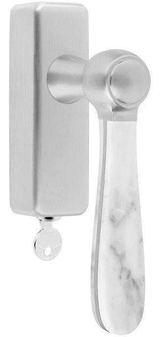 Draaikiepgarnituur BOSCO LZ100-DKLOCK mat rvs/marmer, Doe-het-zelf en Bouw, Hang- en Sluitwerk, Klink of Kruk, Nieuw, Overige materialen