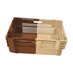Nestbare stapelkrat 60x40x24 cm beige/bruin gesloten bodem, Ophalen of Verzenden, Nieuw