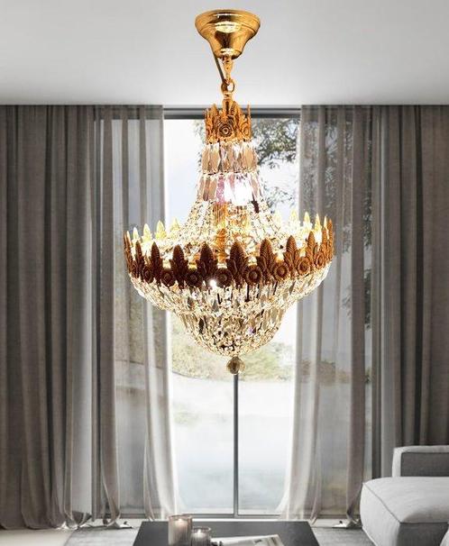 Plafonnier - Bronze, Cristal, Antiek en Kunst, Antiek | Verlichting