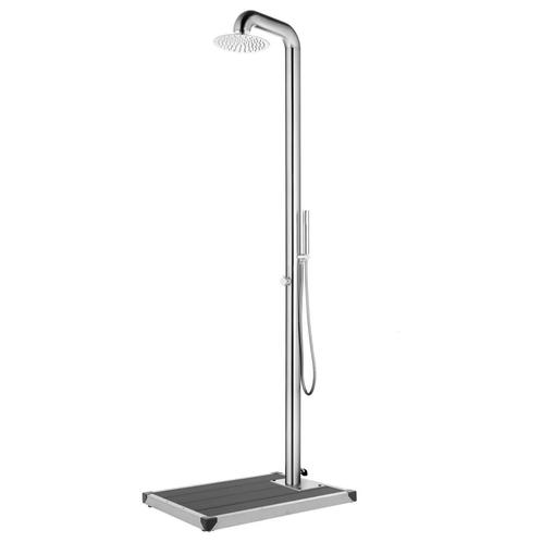 vidaXL Buitendouche met grijze basis 230 cm roestvrij staal, Tuin en Terras, Zwembaden, Nieuw, Verzenden