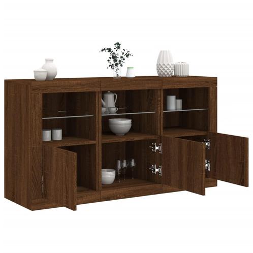 vidaXL Dressoir met LED-verlichting 123x37x67 cm bruin, Huis en Inrichting, Kasten | Dressoirs, Nieuw, Verzenden