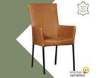 Leren eetkamerstoel Daily met armleuning - Vintage Cognac, Huis en Inrichting, Stoelen, Bruin, Nieuw, Leer, Ophalen of Verzenden