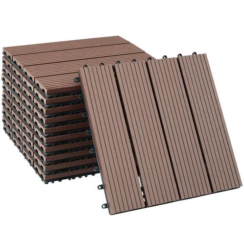 tectake Set terrastegels Tegulas, WPC in houtlook - bruin, S, Tuin en Terras, Overige Tuin en Terras, Verzenden