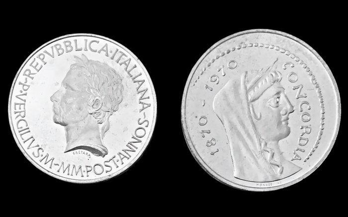 Italië. 2 Italian Silver 835 coins Goddess Concordia and, Postzegels en Munten, Munten | Europa | Niet-Euromunten