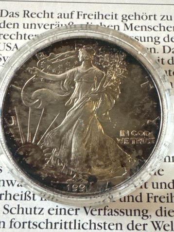 États-Unis. 1 Dollar 1990 American Eagle, 1 oz mit CoA (Sans beschikbaar voor biedingen