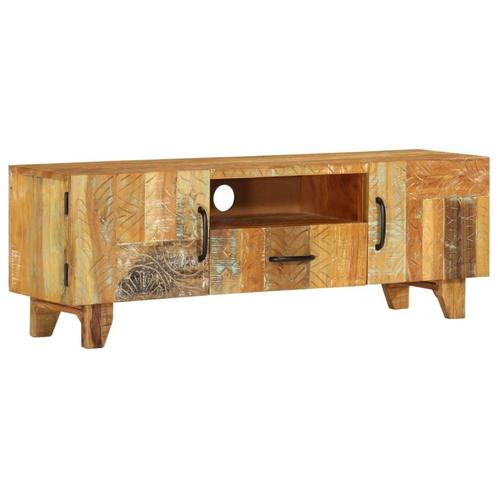 vidaXL Tv-meubel handgesneden 120x30x40 cm massief, Huis en Inrichting, Kasten |Televisiemeubels, Nieuw, Verzenden
