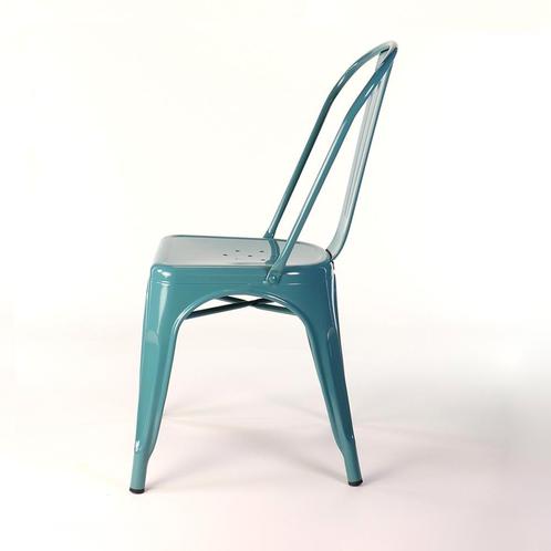 Industriële metalen eetkamerstoel | Tolix | Stapelbaar, Huis en Inrichting, Stoelen, Blauw, Eén, Nieuw, Metaal, Verzenden