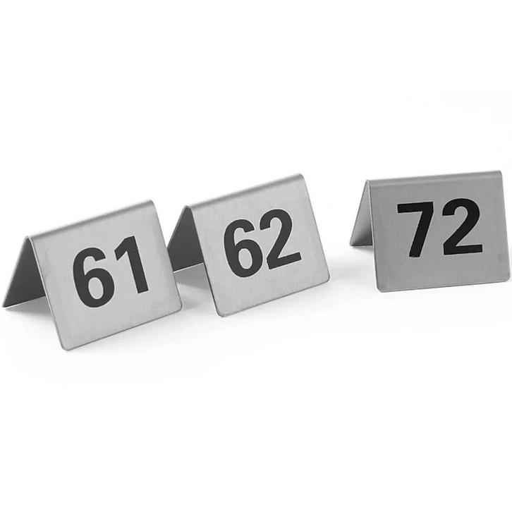 Tafelnummers | RVS | 61 t/m 72 | 12 Stuks | 50x35x40(h)mm, Zakelijke goederen, Horeca | Keukenapparatuur, Nieuw in verpakking