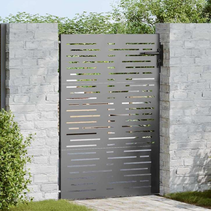 vidaXL Tuinpoort met slot Zwart 105 x 125 cm Poedercoated, Tuin en Terras, Tuinpoorten, Nieuw, Verzenden