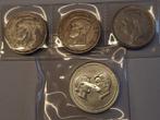 Belgique. 4 Belgische Zilveren Munten (Sans Prix de Réserve), Postzegels en Munten