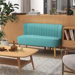 Bankje - Linnenlook - Houten poten - Groen, Huis en Inrichting, Zetels | Zetels, Ophalen of Verzenden, Nieuw, Stof, Modern