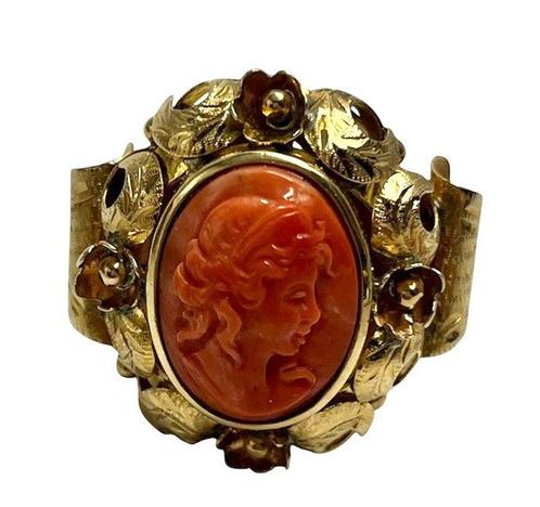 Bague - 14 carats Or jaune Corail, Handtassen en Accessoires, Ringen