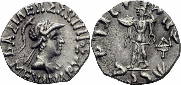 Ca 155-130 v Chr Asien Baktrien Indo-griechen Menander I..., Postzegels en Munten, Munten en Bankbiljetten | Verzamelingen, Verzenden