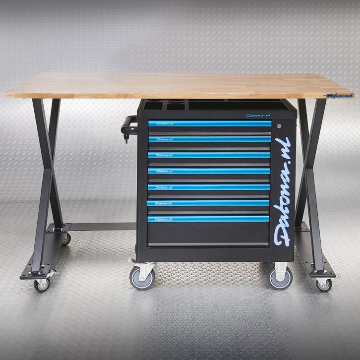 Datona Industriële werktafel 160 cm en gereedschapswagen -, Doe-het-zelf en Bouw, Gereedschapskisten, Ophalen of Verzenden