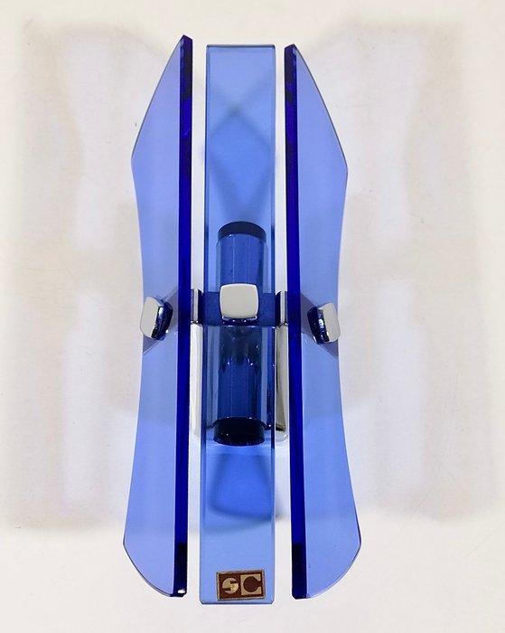 SC - Wandlamp - Blauw artistiek kristal - Gechromateerd, Antiquités & Art, Art | Objets design