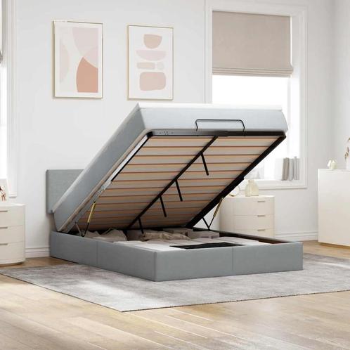 vidaXL Bed met matras 140x190 cm stof lichtgrijs, Huis en Inrichting, Slaapkamer | Bedden, Nieuw, Verzenden