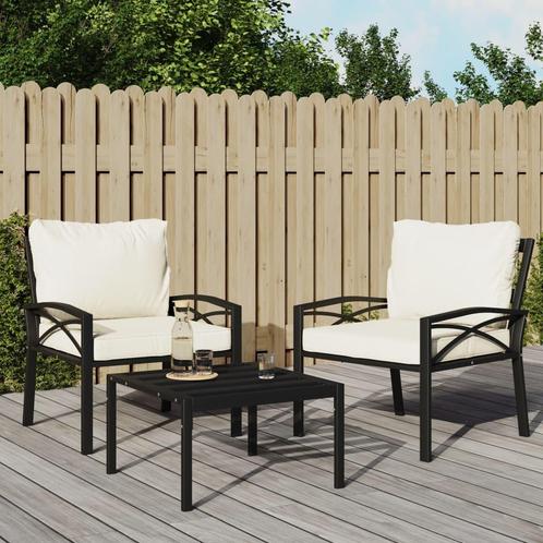 vidaXL Tuinstoelen met zandkleurige kussens 2 st 68x76x79 cm, Tuin en Terras, Tuinsets en Loungesets, Nieuw, Verzenden