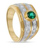 Ring - 18 karaat Geel goud, Witgoud -  0.70ct. tw. Smaragd -