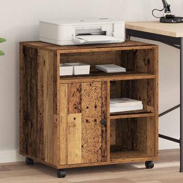 vidaXL Printerstand met opslag Oud hout 60 x 50 x 67 cm, Verzenden