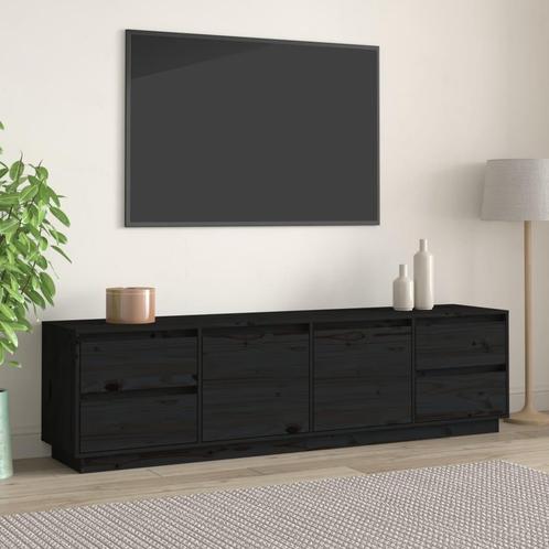 vidaXL Meuble TV Noir 176x37x47,5 cm Bois de pin massif, Maison & Meubles, Armoires | Mobilier de télévision, Neuf, Envoi