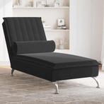 vidaXL Massage chaise longue met bolster fluweel zwart, Verzenden