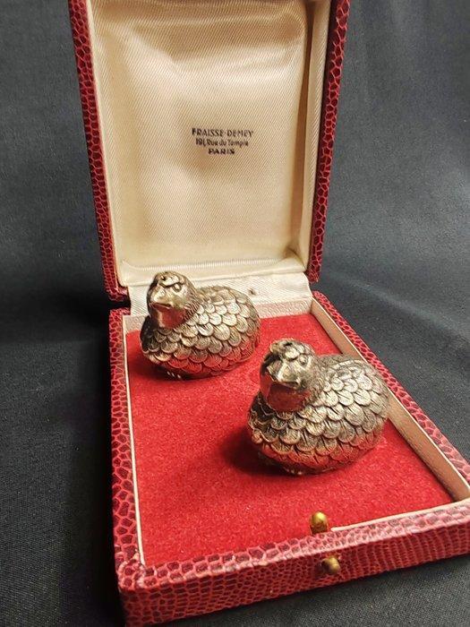 Zout- en pepervaatjes (2) - kraaien - Verzilverd, Antiquités & Art, Antiquités | Meubles | Tables