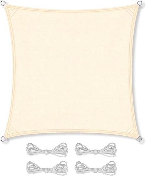 Vierkant schaduwdoek 5x5 m - Beige - Perfect voor uw tuin, Tuin en Terras, Schaduwdoeken, Nieuw, Ophalen of Verzenden