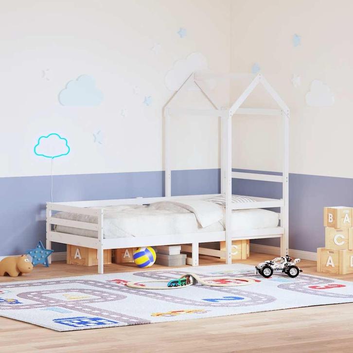vidaXL Kinderbedhuisje 98x70x176,5 cm massief grenenhout wit, Huis en Inrichting, Slaapkamer | Bedden, Nieuw, Verzenden
