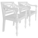 vidaXL Chaises Batavia lot de 2 blanc bois dacajou, Verzenden, Neuf