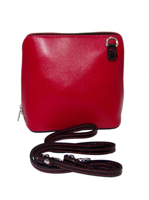 Rood met zwarte details Vera Pelle Italiaans leren schoudert, Handtassen en Accessoires, Portemonnees, Verzenden