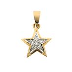 Bicolor gouden subtiele ster hanger met diamant | 0,06 ct., Handtassen en Accessoires, Bedels, Ophalen of Verzenden, Gebruikt