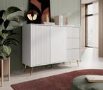 Meubella | Dressoir wit 135x40cm goud, Verzenden