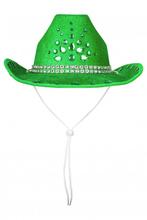 Cowboyhoed Groen Diamanten Leatherlook Steentjes Groene Cowb, Ophalen of Verzenden