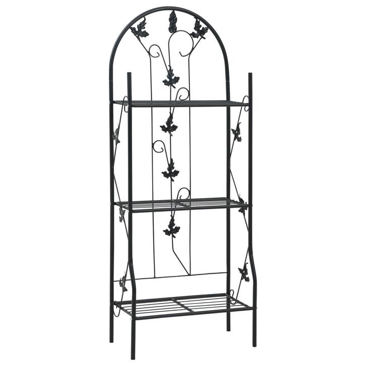 vidaXL Plantenrek 3-laags 52x28x128 cm ijzer zwart, Tuin en Terras, Bloembakken en Plantenbakken, Nieuw, Verzenden