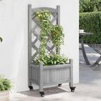 vidaXL Plantenbak met latwerk en wielen massief vurenhout, Tuin en Terras, Verzenden, Nieuw