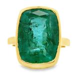 Ring - 14 karaat Geel goud - 9.82ct. tw. Smaragd - Emerald