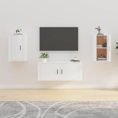 vidaXL Meubles TV muraux 2 pcs Blanc brillant 40x34,5x60, Huis en Inrichting, Kasten |Televisiemeubels, Verzenden