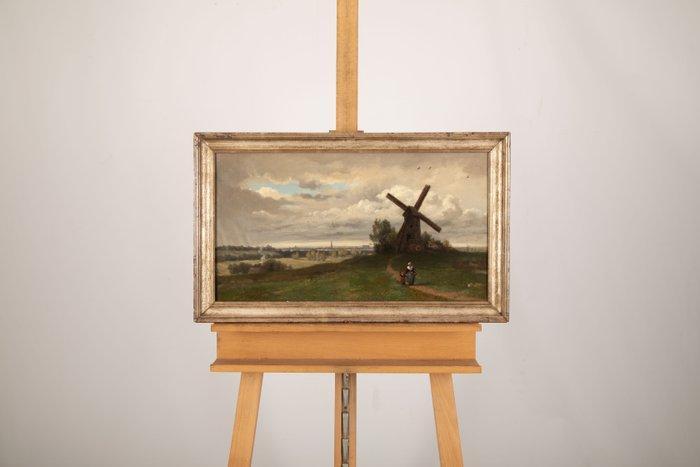 Constant Dutilleux (1807- 1865) - Landschap met molen, Antiek en Kunst, Kunst | Schilderijen | Klassiek